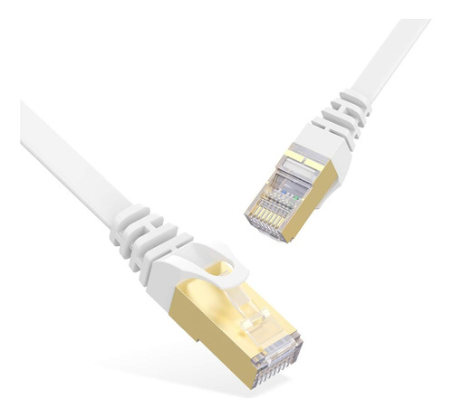 Larrok Cable Ethernet 3 Pies Cat7, Cable Rj45 Blanco, Cable 
