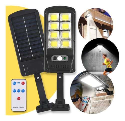 Luminaria Solar Luz Led Sensor Presença Poste Parede Forte