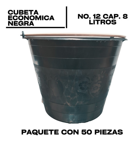 Cubeta Economica No. 12 Cap. Paquete Con 50 Color Negra