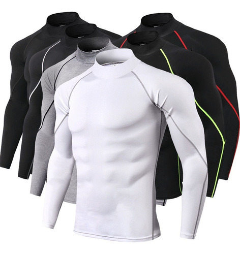 Playera Licra Deportiva Gym Compresión Cuello Ruso