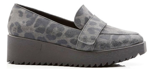 Zapato Mocasin Seru Cuero Gris Plataforma - Ferraro 2611451