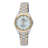 Reloj Q&q Qyq Q207j401y Casual Acero Mujer Dama + Estuche Color De La Correa Bicolor