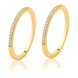 Anel Aparador Feminino Par Zirconia Folheado Ouro 18k 