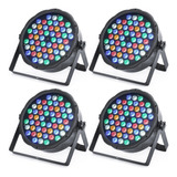 Kit 4 Canhão Par Led 54 Leds Cree Rgbwa Dmx Slim + Mesa 192c