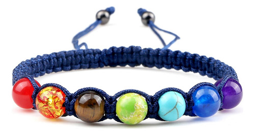 Pulsera 7 Chakras Cuarzos Tejida Unisex + Estuche