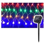 Luces De Navidad Cascada Malla 88 Led Solar Estrella Colores