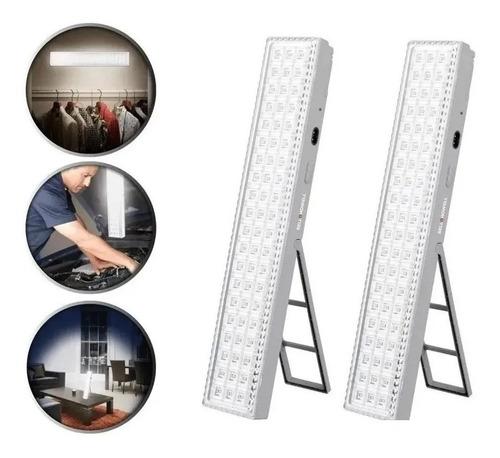 Pack X2 Lámpara Luz Led De Emergencia Recargable 20 Hrs