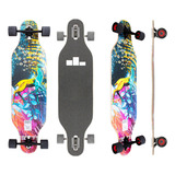 Patineta Longboard Skateboard Trucks Con Lija 7 Capas Tabla Color Negro