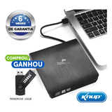 Drive Externo Slim Usb Gravador Leitor Cd Dvd Ultra Pendrive