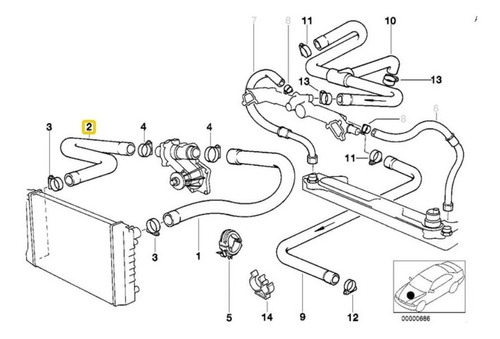 Manguera Inferior  Radiador 741407 Bmw M60 530i 540i  Foto 2