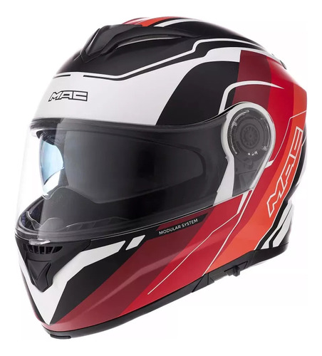 Casco Para Moto Rebatible Mac Rock Negro Naranja Blanco Mate