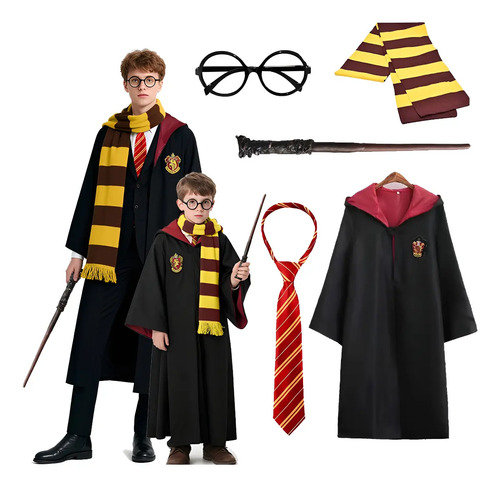 Disfraz Harry Potter Ulmll Con 5 Accesorios: Bufanda, Capa, Corbata, Gafas, Varita. Ideal Para Fiestas Mágicas. | MercadoLibre
