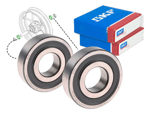 Kit 2 Rulemanes Rueda Trasera Bajaj Rouser 200 (ns Fi Rs As)