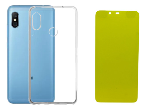 Capa Silicone Para Redmi Note 6 Pro Clear Fume+ Pelicula Gel