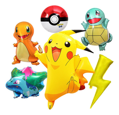  Pack 6 Globos Pokemon Gigantes 70cm Varios Diseños