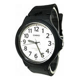 Reloj Pulsera Casio Youth Mw-240-1e2v De Cuerpo Color Negro, Analógico, Para Hombre, Fondo Blanco, Con Correa De Resina Color Negro, Agujas Color Negro Y Blanco, Dial Negro, Minutero/segundero Negro, 