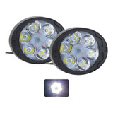 Par Faros 6 Led Ovalado Auxiliares Base Moto Luz Fija 4x4