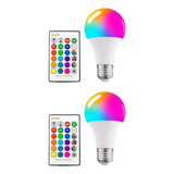 2x Rgb Led Bombilla De Luz Que Cambia De Color Control