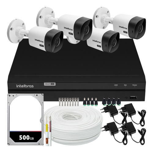 Kit Intelbras 4 Câmeras Vhc 1120 Dvr De 4 Canais Fontes 1a