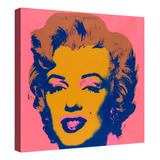 Cuadro Canvas Deco Andy Warhol Marilyn Monroe 1967 3 Color Rosado Oscuro Armazón Natural