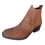 Bota Country Solado Borracha Botina Salto Alto Carapeta Fort