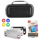 Combo Case Nintendo Switch+ Pelicula Vidro Oled+ Grips+ Tpu 