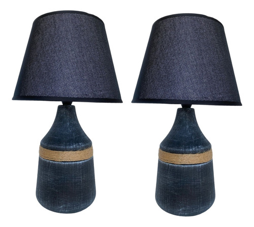 Lámpara Velador Con Pantalla Decoración Dormitorio Pack X2 
