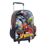 Spiderman Mochila Escolar Con Carro 16 PuLG Villanos Marvel Color Negro 38212