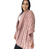 Casaco De Lã Kimono Tricô Capa Moda Outono Inverno Juliete