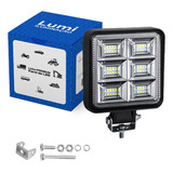 Kit 4 Refletor Luminário Farol 144w Led Quadrado Cor Da Carcaça Preto Cor Da Luz Branco Frio 6500k 12v/24v