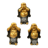 Figura Buda  Ciego, Sordo Y Mudo, Poliresina 5  Ji21-24