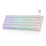 Huo Ji 60% Teclado Mecánico Inalámbrico, 3 Modos, Led Rgb,