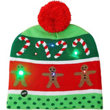 Gorro Navideño Muñeco De Jengibre Con Luz Led