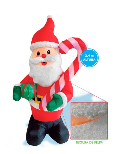 Figura Navideña Inflable Santa Y Caramelo Regalo Felpa 2.4m