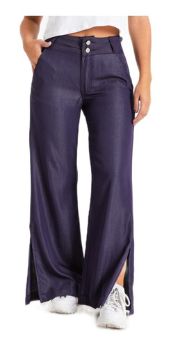 Wide Leg Pantalón Palazzo Mujer De Jean Con Tajos