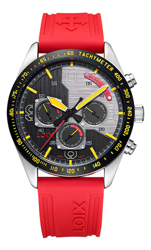 Reloj Loix Hombre L2132-1 Rojo Con Plateado