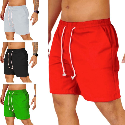 Kit 4 Shorts Linho Masculino Premium Luxo Verão Praia Treino