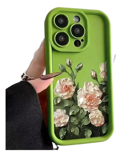 Funda De Teléfono De Silicona Con Pintura Al Óleo Con Flor D