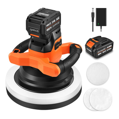 Pulidora Orbital Inalámbrica De 10inch Goxawee®,kit De Pulidora Portátil 3000 Rpm Con 3 Bonetes Pulidores, Batería De 4a Y Cargador De 4a Incluidos.con Dos Asas, Ideal Para Encerar Coches. | Envío gratis
