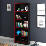 Estante Para Livros 4 Prateleiras Preto/vermelho Me4141 - Cor Preto