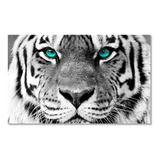 Cuadro Decorativo Rostro Tigre De Bengala Blanco Lienzo