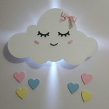 Luz De Noche Nube Velador Aplique Cuadro Infantil Bebe Niños