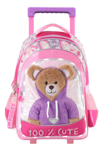 Mochila Oso Teddy 45cm Carro 18 Escuela Luz Footy Primaria C