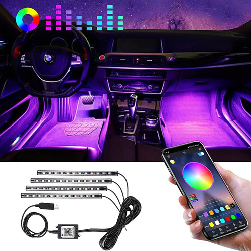 Tira De Luz Led Rgb Usb App Control Para Interior De Auto )