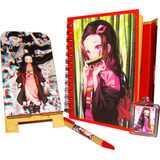 Libreta Anime Nezuko Kamado, Portacelular, Esfero, Llavero.