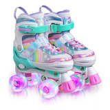 Patins Quad Lindo Tam/ajustável Rainbow Rodinhas Led +barato