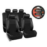 Kit Funda Asientos Auto Cuero Eco + Cubre Volante/cinturones