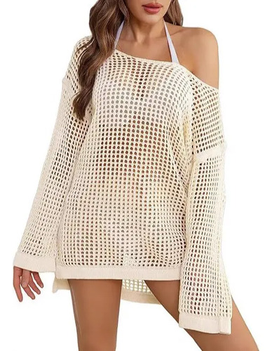 Vestido Playero Sexy Con Aberturas Y Pareo Con Protección ;