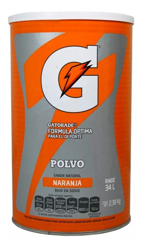 Gatorade En Polvo Sabor Naranja 2.38 Kg