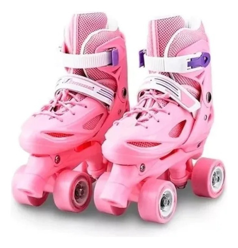 Patines 4 Ruedas Ajustable Para Niña Rosados